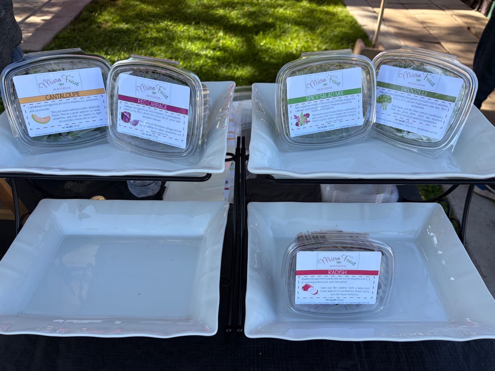 These are freshly packaged microgreens literally cut to order.  These are grown in Corrales and delivered to your restaurant or to Robinson Park on Saturday.